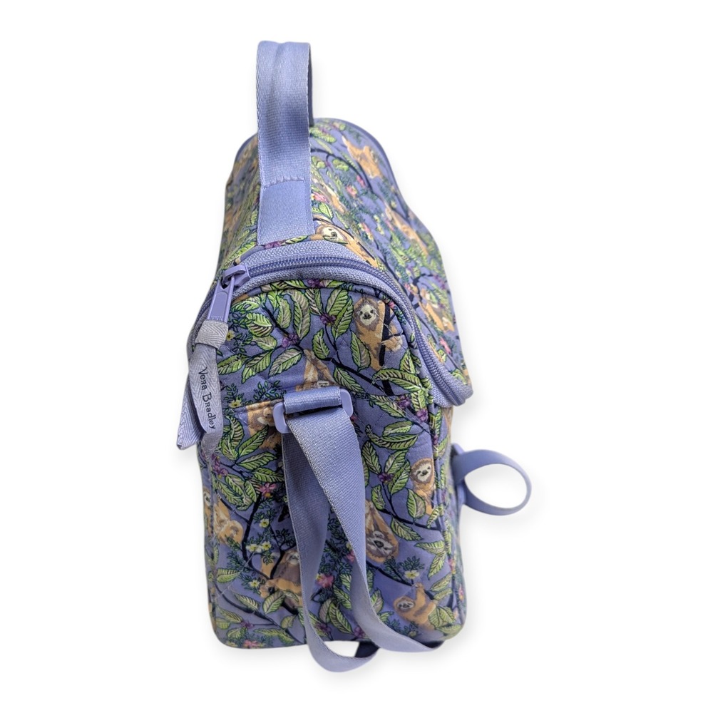 Vera Bradley Sloth Quilted Insulated Lunch Cooler Bag Purple Adjustable Strap - Picture 7 of 8